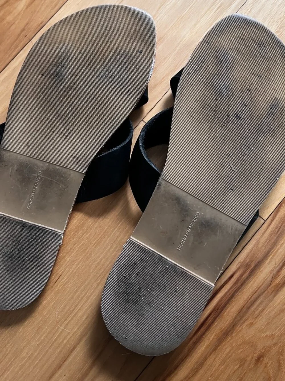 Vintage Ego Piel Sz 9 Black Leather Handmade Crisscross Slide Sandals Mexico